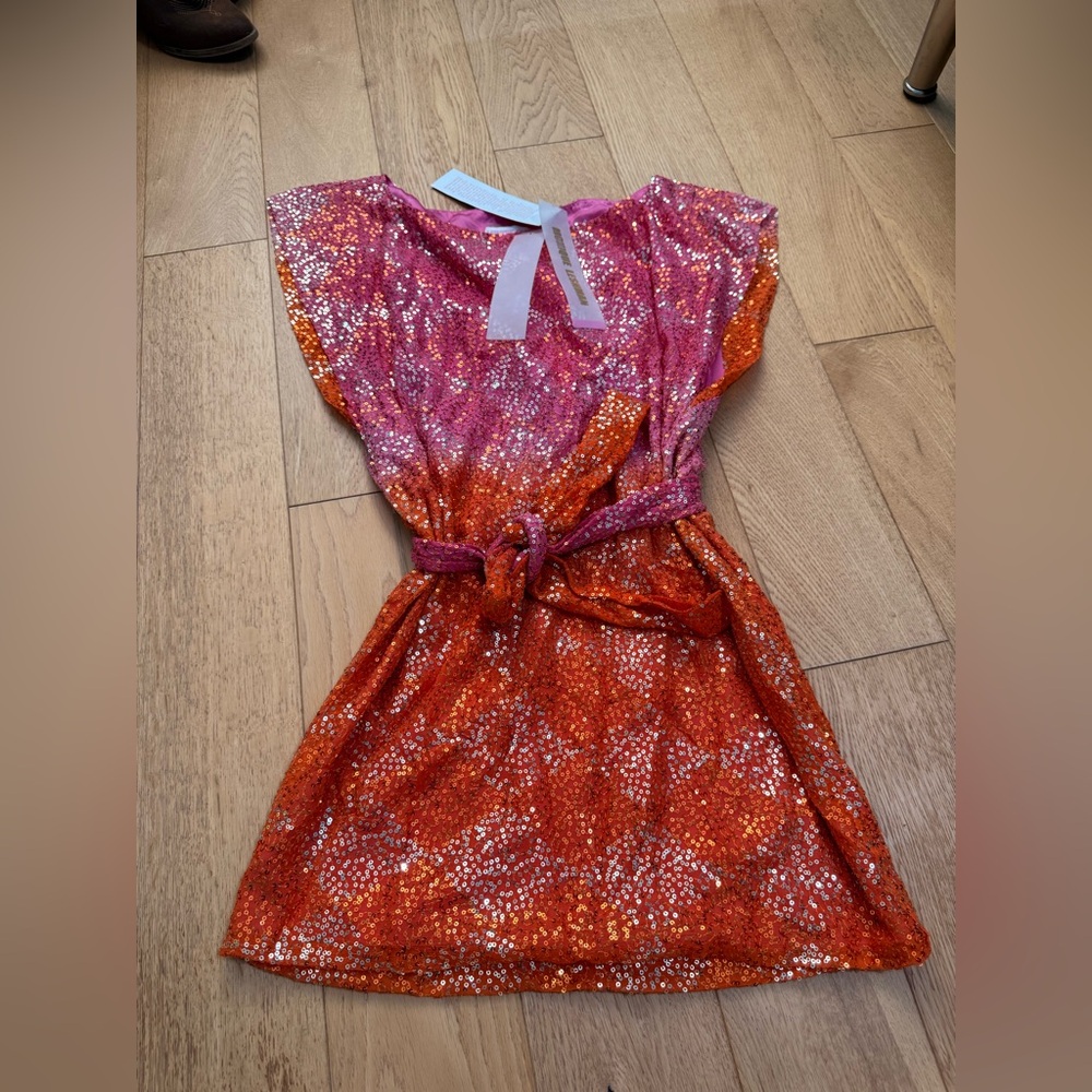 Monique Lhuillier Pink and Orange Sequin Mini Dress
